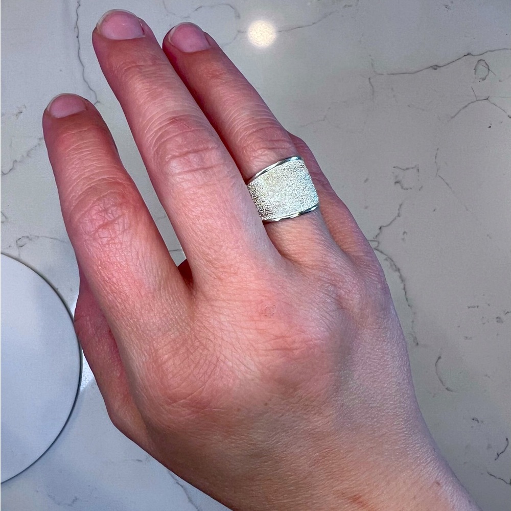 Textured sterling silver band